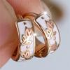 Cute Female Pink Enamel Flower Hoop Earrings Fashion Gold Color Wedding Jewelry For Women