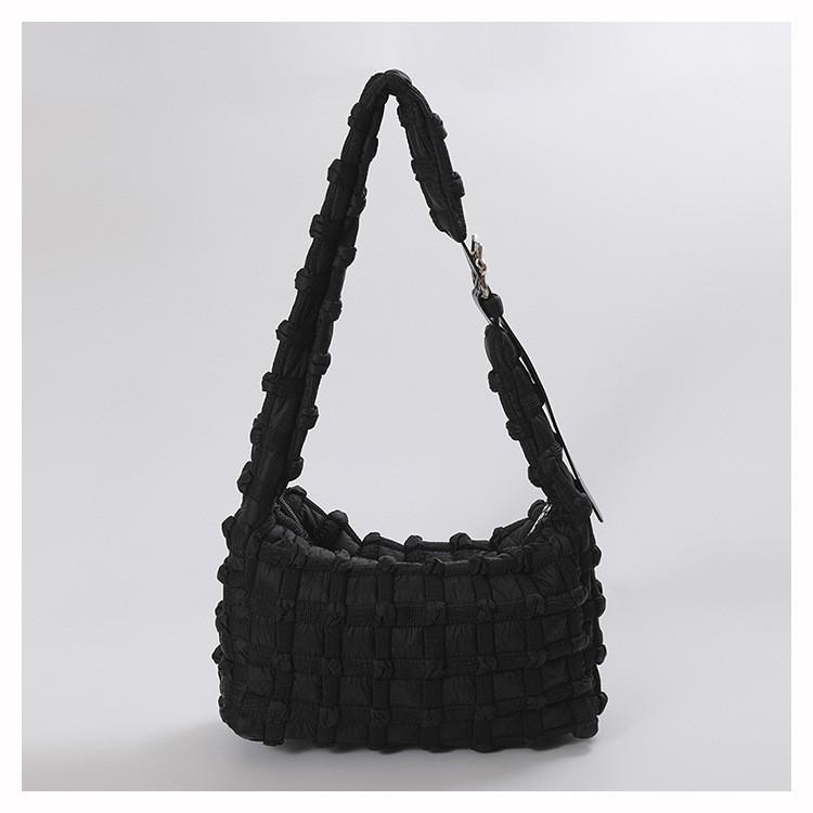 IELGY Checkered Pleated Cloud Bag Korean Version Cross-body One-shoulder Fashion Casual Commuter Female Bag