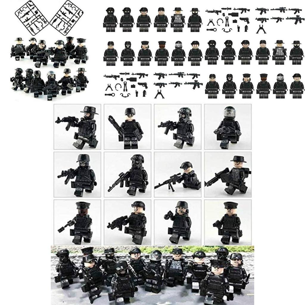 Moc Military Building Block Set Black Swat Jeep With Small Granule Assembly Toy Bag Pieces)
