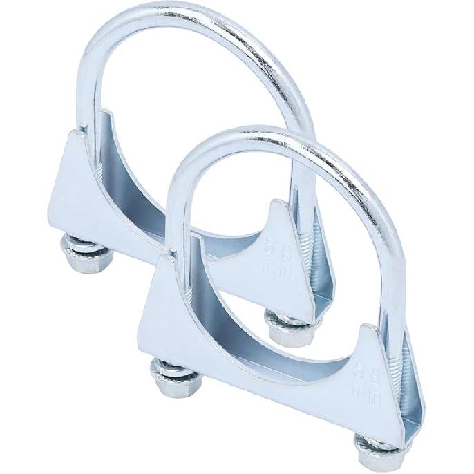 2 Pack 1.5" U Bolt Clamp Saddle-Style Muffler Exhaust Clamps On Tip Pipes 38 Mm Steel U-Bolt Exhaust Pipe Clamps (1-1/2")
