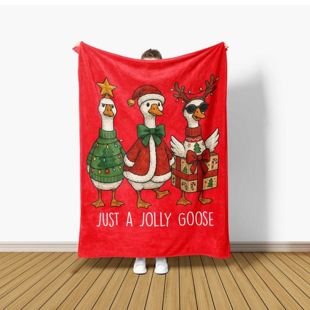Fröhliche Gans Decke viele Größen 2D-Druck lustige Weihnachts-Gans Tier Flanell Sofa Wohnzimmer gemütlich Freude