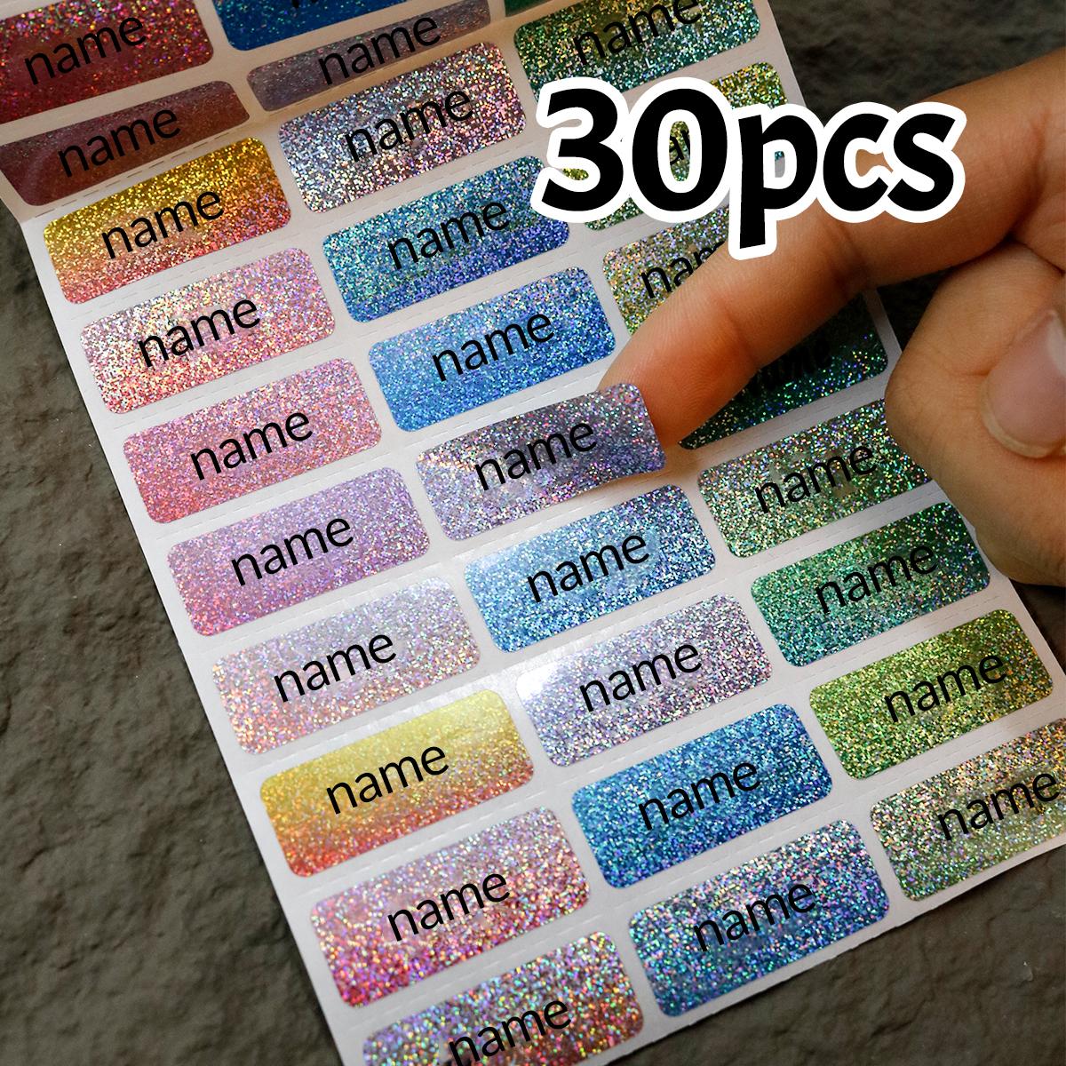 Custom colored shiny name tag stickers, personalized stickers, name stickers, label stickers, custom water bottle stickers, 30pcs
