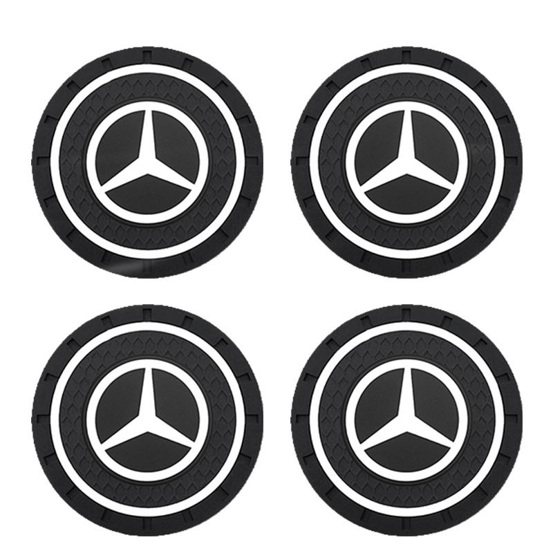 Car Coasters Water Cup Slots Non-Slip Mat Waterproof Water Cup Mat Drink Pad For AMG Mercedes Benz W204 W124 W201 W202 W212 W220