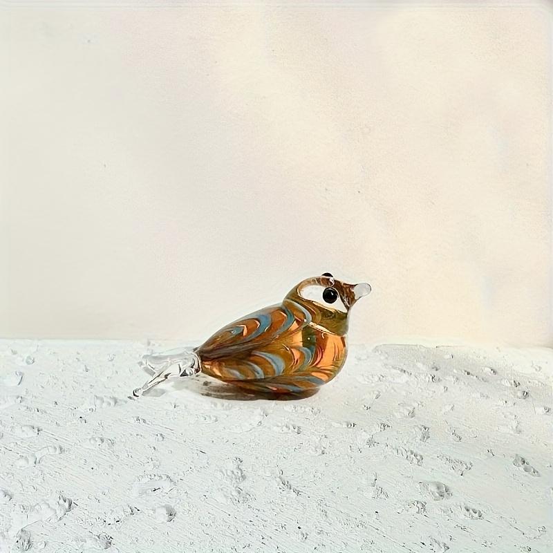 Handmade Mini Glass Bird Figurine Multi-Color Art Decor Ornament Home Desktop Collection Craft Small Animal Glass Statue Gift
