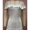 Sommer Neue Vintage Off Schulter Sexy Kleid Frauen Rüschen Aushöhlen Spitze Weiß Party Lose Kleid Frauen Elegante Hohe Taille A linie Casual Kleider 25088