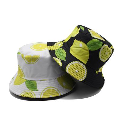 Tropical Print Fruit Pattern Bucket Hat Women Summer Lemon Sports Visor Hat Casual Pot Hat