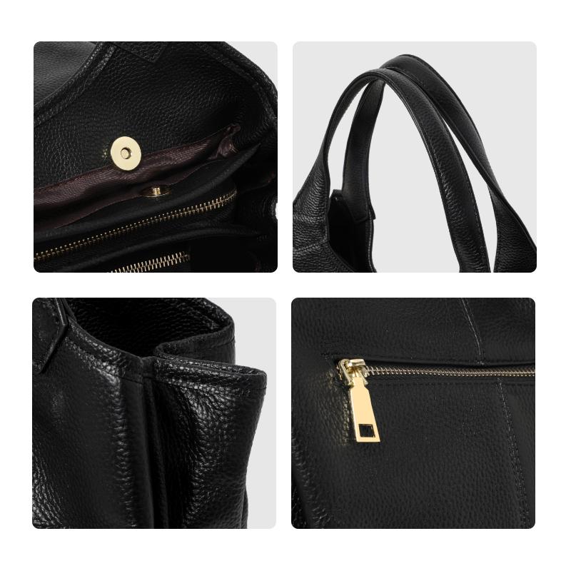 Geantă de umăr din piele naturală Aidrani, geantă tote la modă de mare capacitate, geantă de mână din piele de vacă cu design minimalist