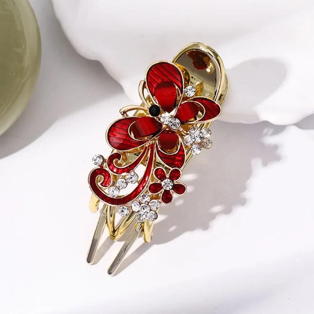 Alligator Hair Clips for Styling, Hair Claw Clips for Thick Long Hair with Rhinestone Flower Butterfly, Hair Barrettes for Women