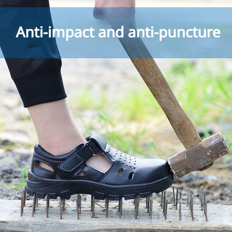 Labor Protection Shoes Men's Summer Steel Wrap Toe Anti-impact Anti-puncture Anti-odor Breathable Sandals Site Work Shoes Wear-resistant Light