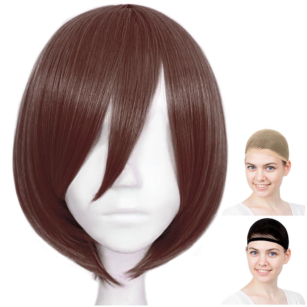 CaseEden Cosplay Wig, Premium, Smooth Short Hair, Dark Brown, WIG6120