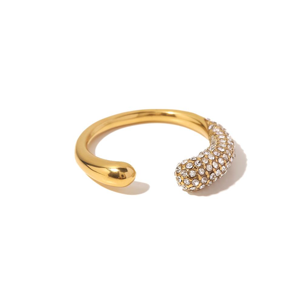 ZAKOL 18k Gold Plated Stainless Steel Open Rings With Clear Rhinestone High Quality Anti-allergic Zircon Gift for Women