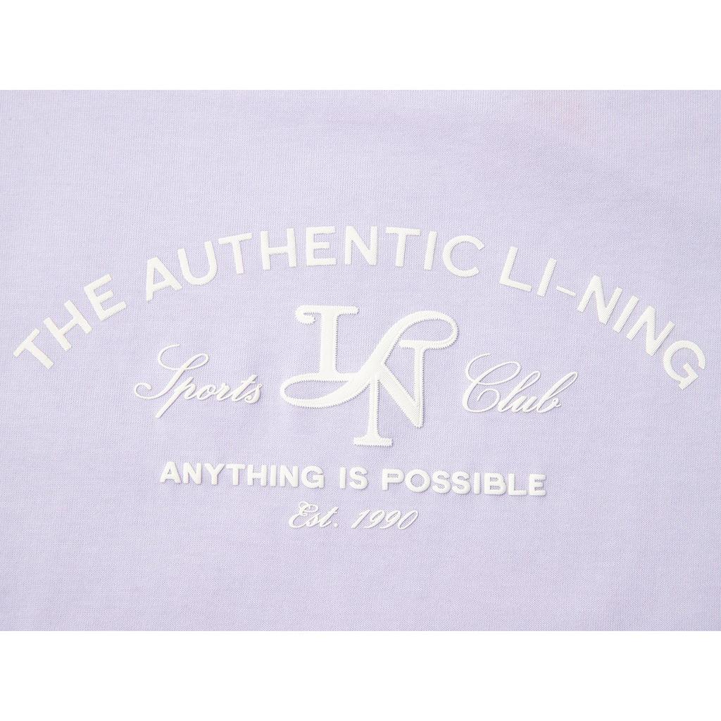 Li Ning Sports Trend Series Simple Casual Solid Color Round Neck Pullover Short Sleeve T-Shirt Women T-Shirts Purple AHSV186-6