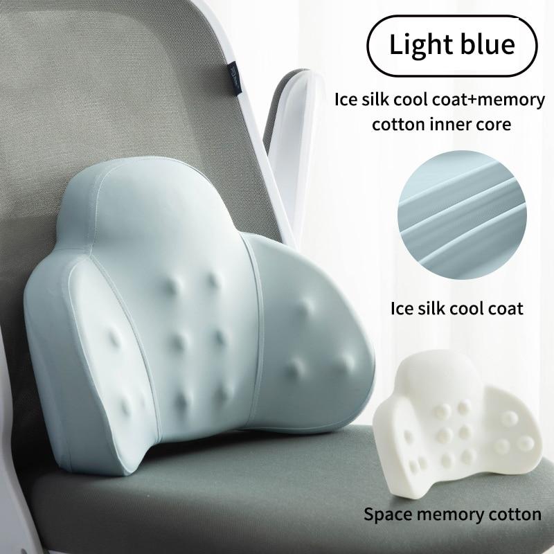 

Подушка для поясницы Qaist Office с эффектом памяти из хлопка для сидения на долгое время Эргономичная поясничная поддержка Массажная спина 30x40cm светло-синий