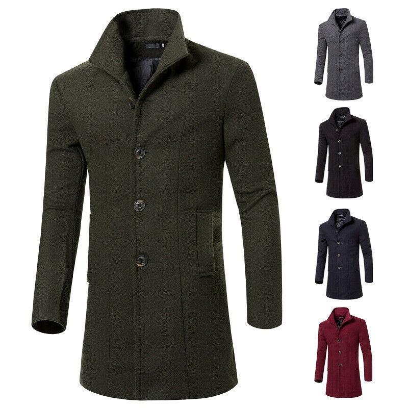 Luxurious Trench Coat Fashion Men's Jacket Winter Warm Wool Coat Outwear Long Overcoat