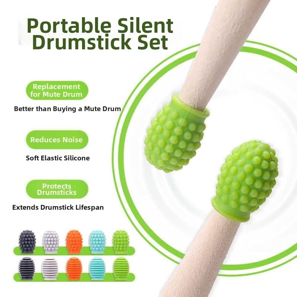 2Pcs Silicone Drum Mute Weakened Sound Drumstick Head Protective Cover Percussion Instrument