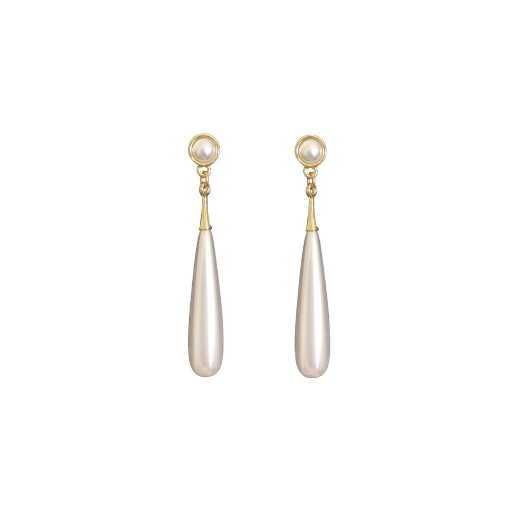Silver Needle French Retro Pearl Water Drop Ear Women's Ring, Light Luxury Foreign Quality Face Skinny Long Earrings Earrings