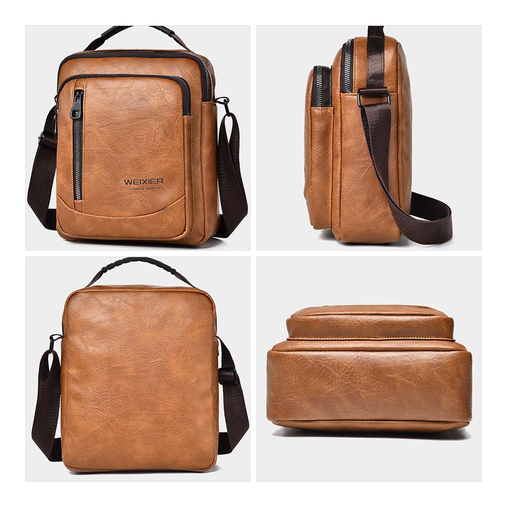 WEIXIER Herren Crossbody Schultertasche Leder Messenger Bag wasserdichte Aktentasche Satchel Reisetasche