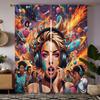2 Pieces of HD Unrestrained Listening To Music Girls and Boys Decorative Curtain Color System Digital Printed Curtain Home Decor