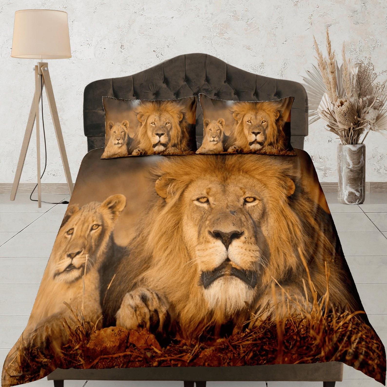 

Lion Duvet Cover Set, Animal Bedroom Set, Safari Bedspread, Lion King Quilt Cover, Jungle Blanket Cover, Kids Doona Cover, Bedroom Decor 135x200cm