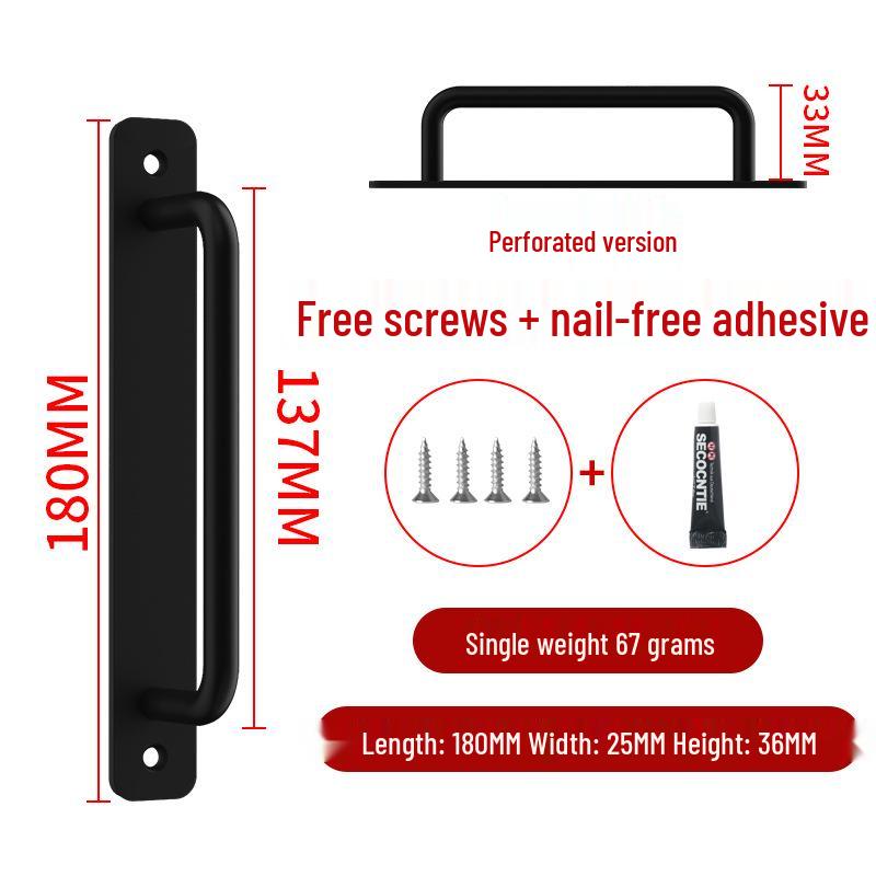 Aluminum Alloy No-Drill Door Handle for Glass, Window, Balcony, Sliding, and Cabinet Doors