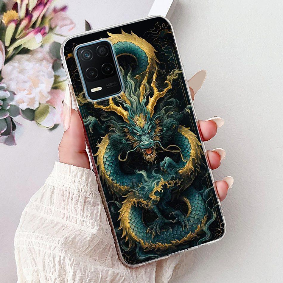 Pro telefon Realme 8 5G RMX3241 Pouzdro na telefon Realme8 5G Elegantní Květinový Potisk Kočky Měkký Silikon Průhledné TPU Pouzdra