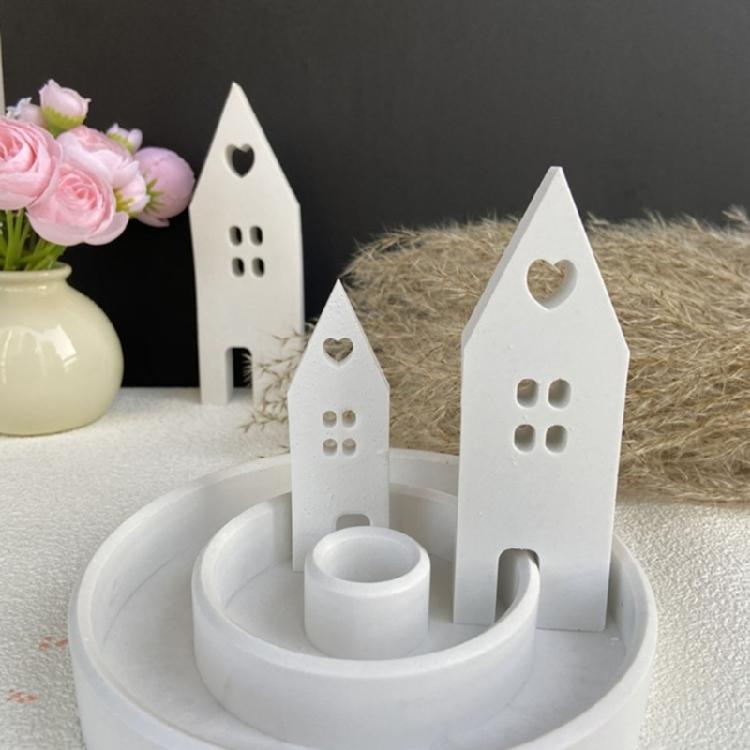 3 Pcs House with Window Silicone Mold DIY Scented Candle Mold House Resin Mould