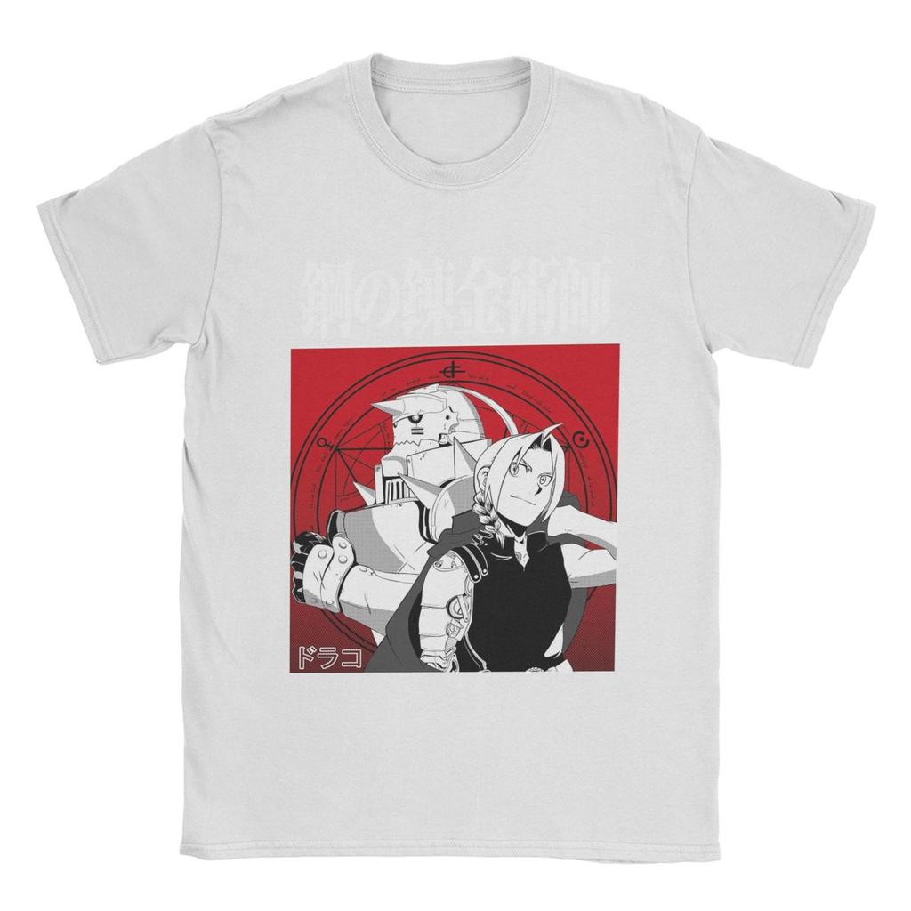 Fullmetal Alchemist T-Shirt Herren Baumwolle Geniales T-Shirt Rundhals Anime T-Shirts Kurzarm Kleidung Geschenkidee