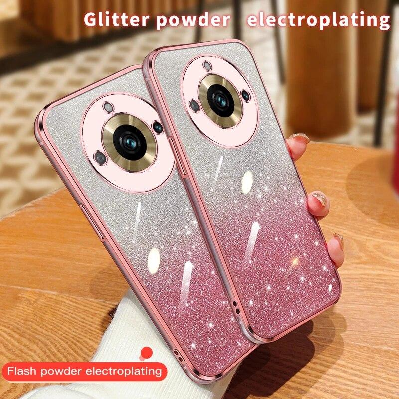 Fashion Plating Gradient Glitter Case For OPPO Realme 11 Pro 9 8 V25 V23 V13 C55 C53 C35 C33 C21Y Reno 10 5 Silicone Back Cover
