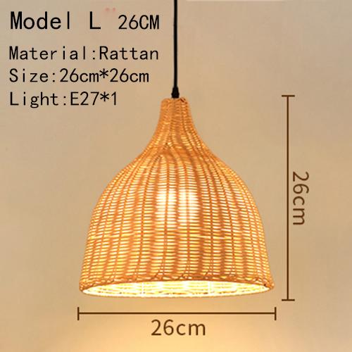 Lampă suspendată din ratan, lemn de bambus, personalitate creativă, tricotată manual, simplă, pentru living, din bambus