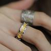 Unique Open Ring Handcrafted Floral Engraved Two Tone Gold Plated Adjustable Fashion Jewelry for Women