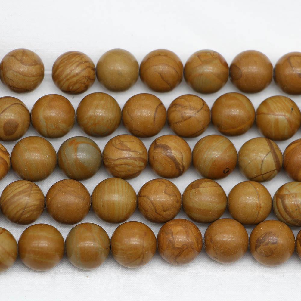 

Natural Wood Grain Stone Beads: Round Yellow Tiger Skin Stone for DIY Bracelets 4mm [92 beads/strand/12g]