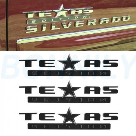 

Raised Emblems TEXAS EDITION Gloss Black 3D for Chevy Silverado Stickers 3 packs