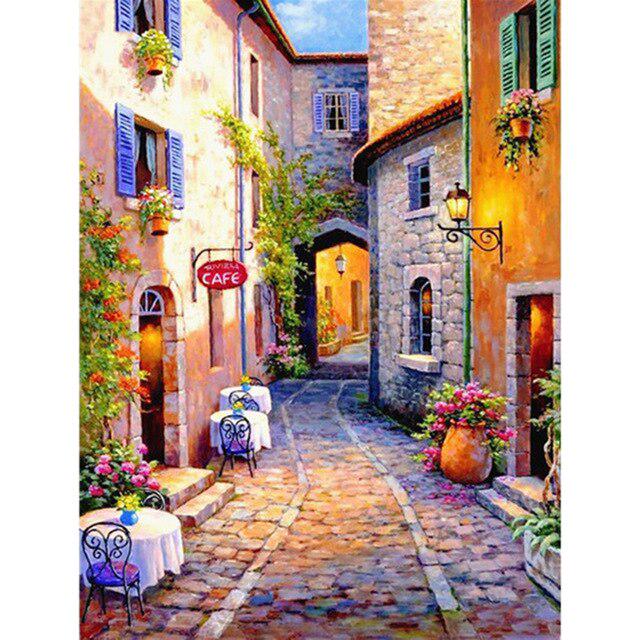 Scenery DIY 5D Diamond Painting Full Round Drill City Street Diamond Embroidery Cross Stitch Rhinestone Mosaic Home Decor Gift