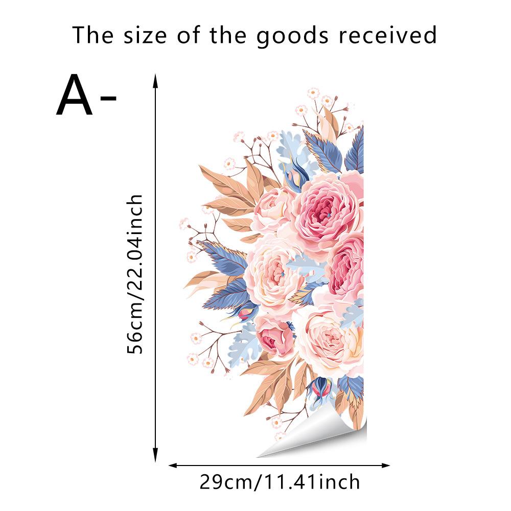 Self-adhesive Floral Wall Stickers Peony Bright Orange Flowers for Fridge Wall Home Decor