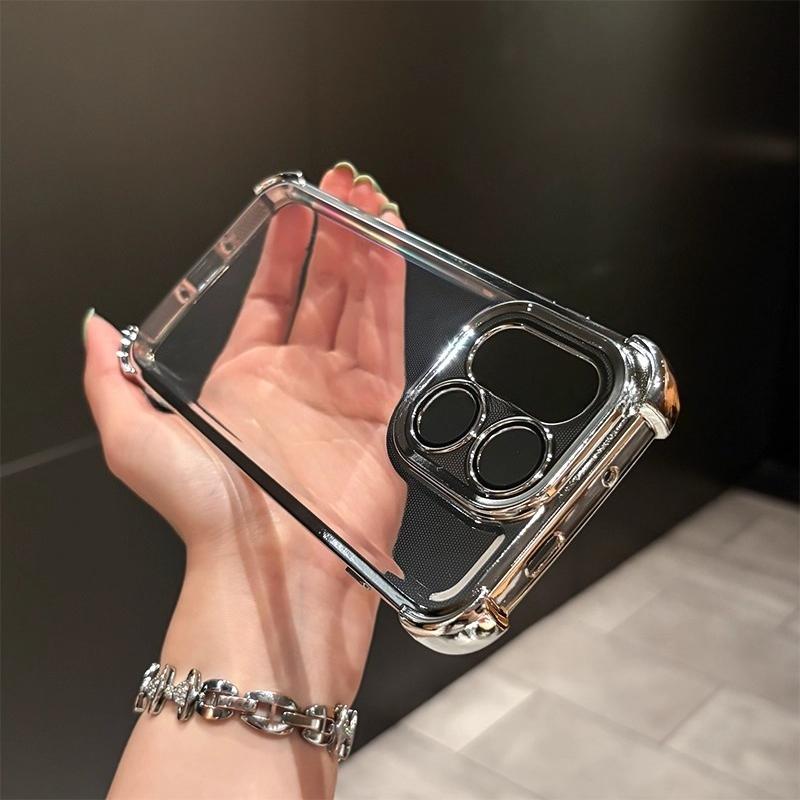 Case For OnePlus 15 Electroplated Transparent Four-Corner Anti-fall Phone Back Cover For OnePlus 15 Shell Shockproof Bumper