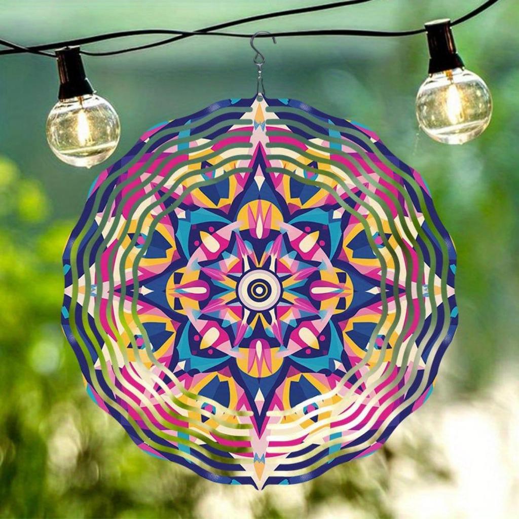 3D Metal Wind Spinner - Vibrant Mandala Art Garden Decor | Outdoor Wind Chime for Patio, Yard | No Electricity Kinetic