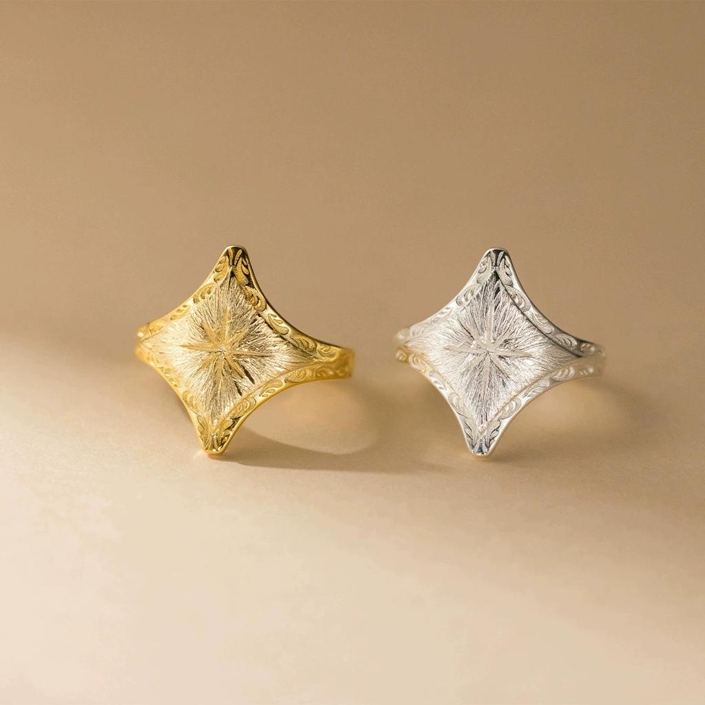 925 Sterling Silver Rings For Women Geometric Fine Jewelry Finger Adjustable Gold Interware CZ Ring For Party Birthday Gift