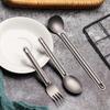Pure EDC Camping Tool Long Handle Spoon Titanium Cookware Cutlery Fork Outdoor Picnic Accessories