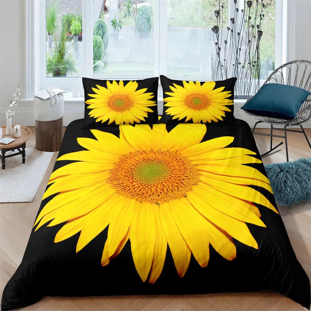 Sunflower Rainbow Duvet Cover Yellow Flowers for Children Girl Women Floral Colorful Polyester Quilt Cover Bedroom Decorations