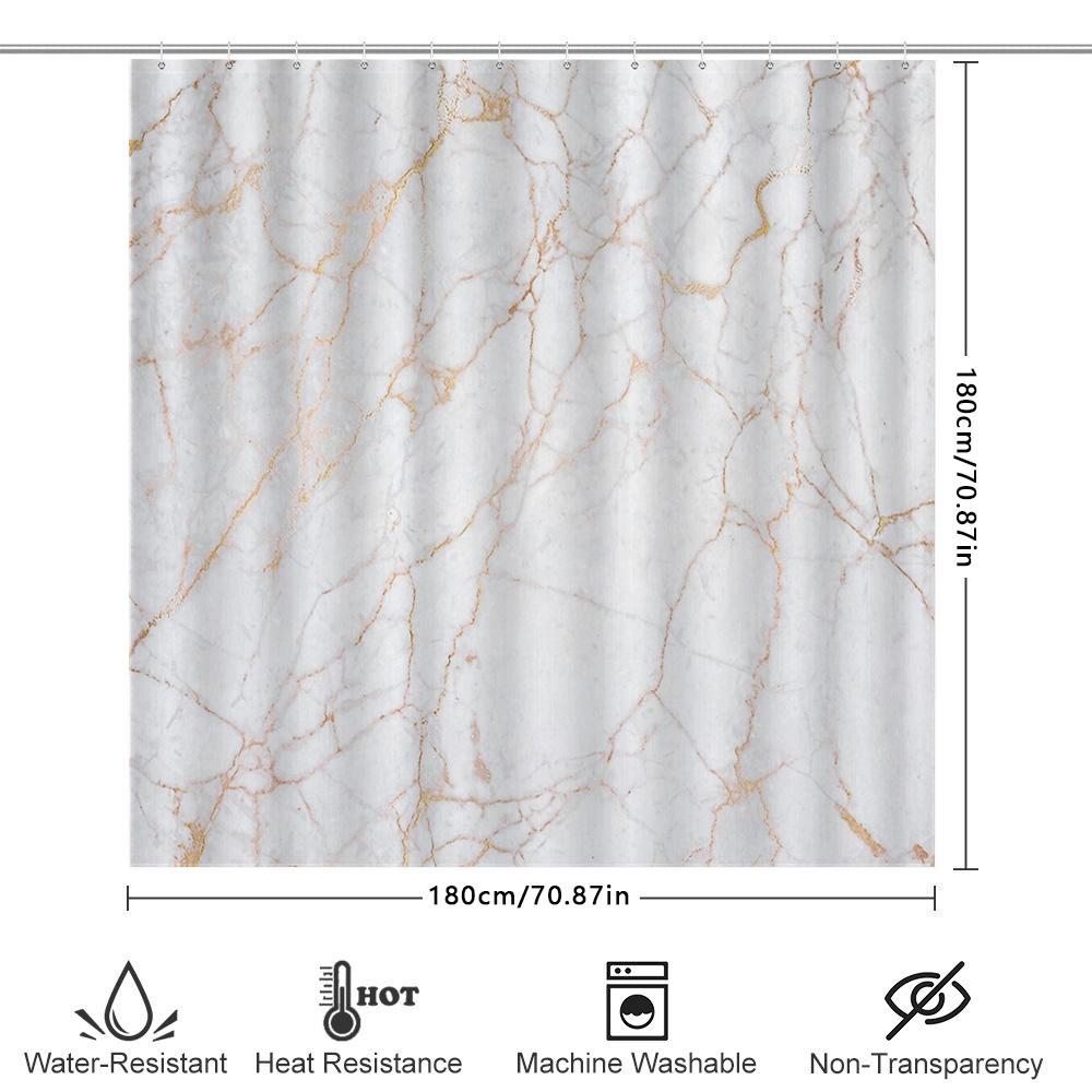 Marble Shower Curtain Waterproof Vintage Grey Stone Pattern Bathroom Decor Fabric Liner Backdrop Washable Modern Home Textile