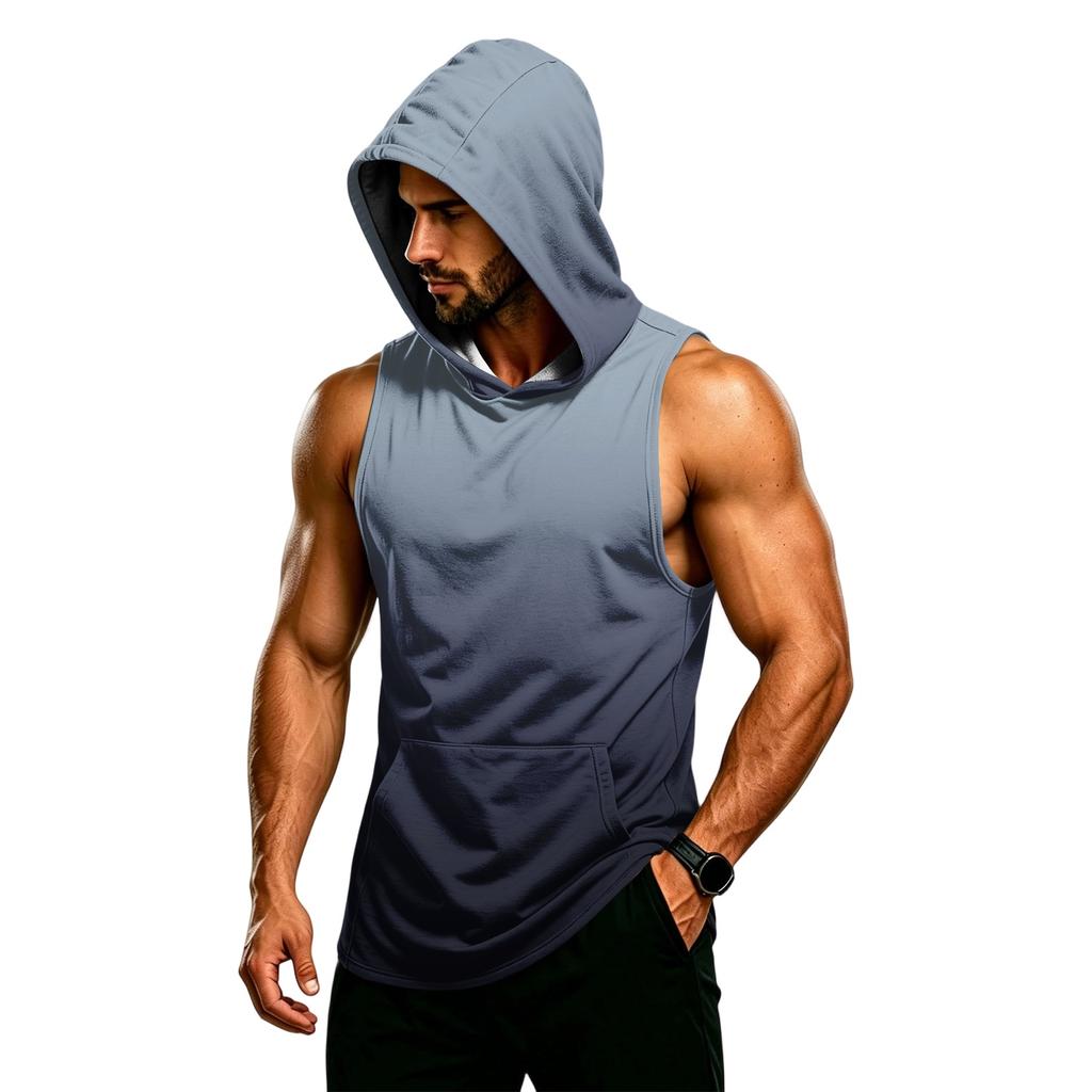 Men's Muscle Fit Sleeveless Hoodie Tank Top Gym Workout Breathable Quick Dry Athletic Vest for Training
