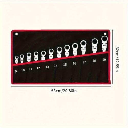 12-Piece Combination Wrench Set, 8mm-19mm, High-Carbon Steel, Mirror Finish, Dual-Use Head, Ratchet Spanner, for Automotive Repair and Maintenance, As