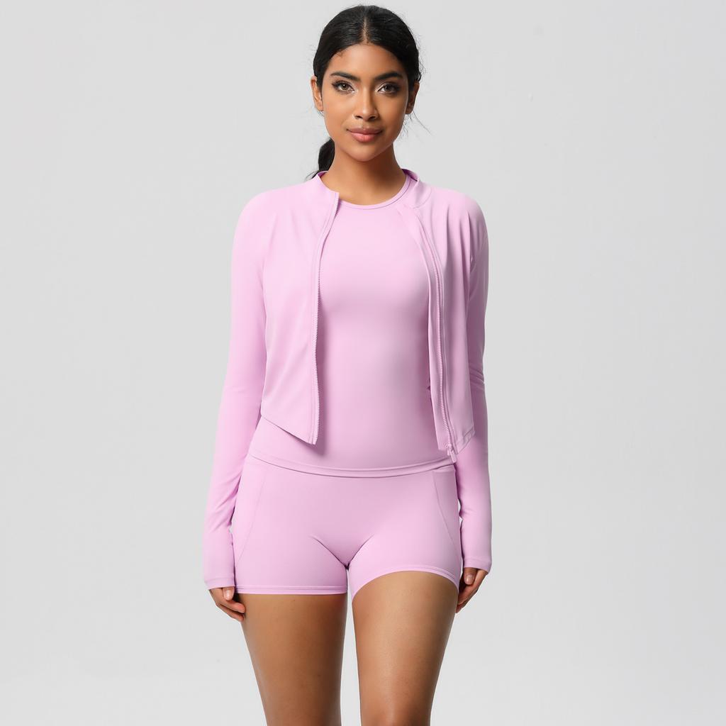 New Cloud Sensing Quick Drying Tight Pocket Shorts Three Piece Set Pilates Yoga Running Fitness Set For Women