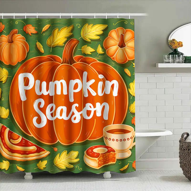 

Tuniu Autumn Pumpkin Shower Curtain Cute Halloween Decor Kitchen Dining Room Waterproof Fabric 60X80 Inches W60H190(CM)-1 Pcs