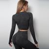 Seamless Knit Quick-Dry Running and Yoga Long Sleeve Set with Slim Fit Pants