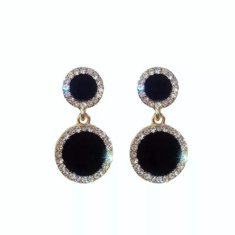 Chic Black Diamond Drop Earrings - Stylish and Elegant for Trendsetters