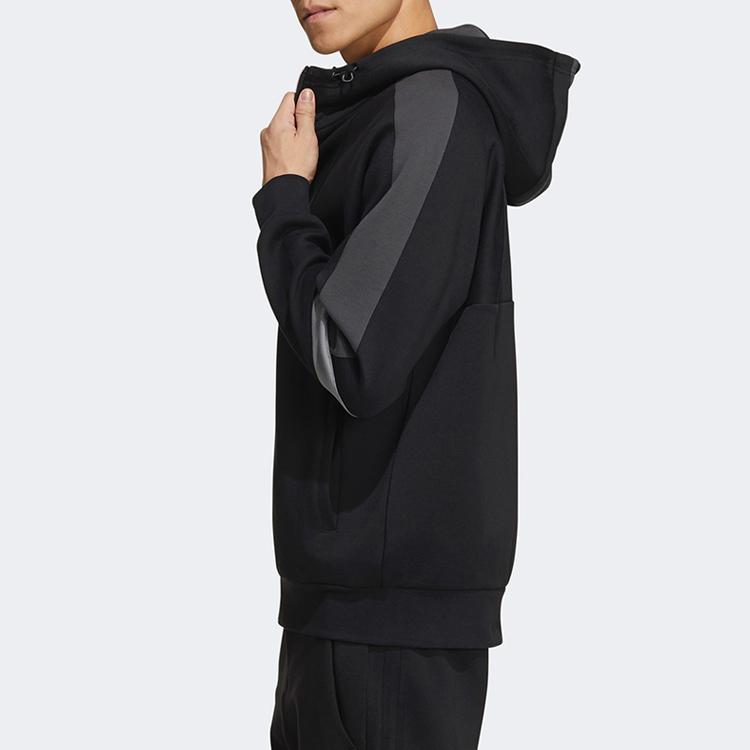 Adidas Colorblock Sports Casual Hooded Jacket Men Outerwear Black GM4430