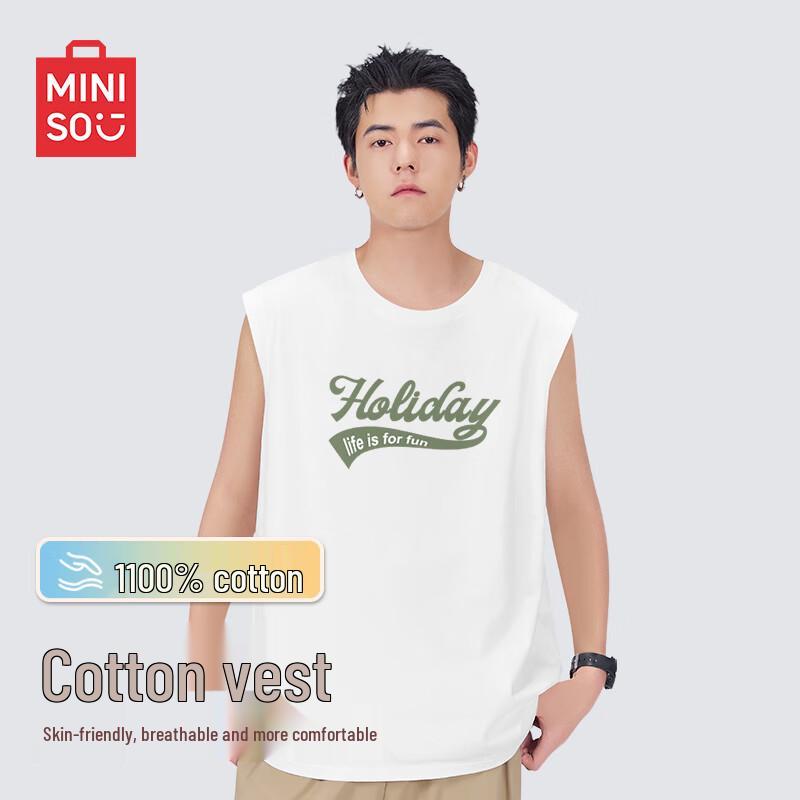 

MINISO Men s Happy Holiday Graphic Sleeveless T-Shirt M