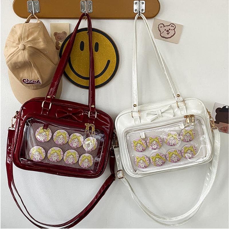 Kawaii Patent Leather Handbags Women Transparent PVC Itabag Women Tote Bag New Japanese Shoulder Bag Women Small JK Bag Ita Bag