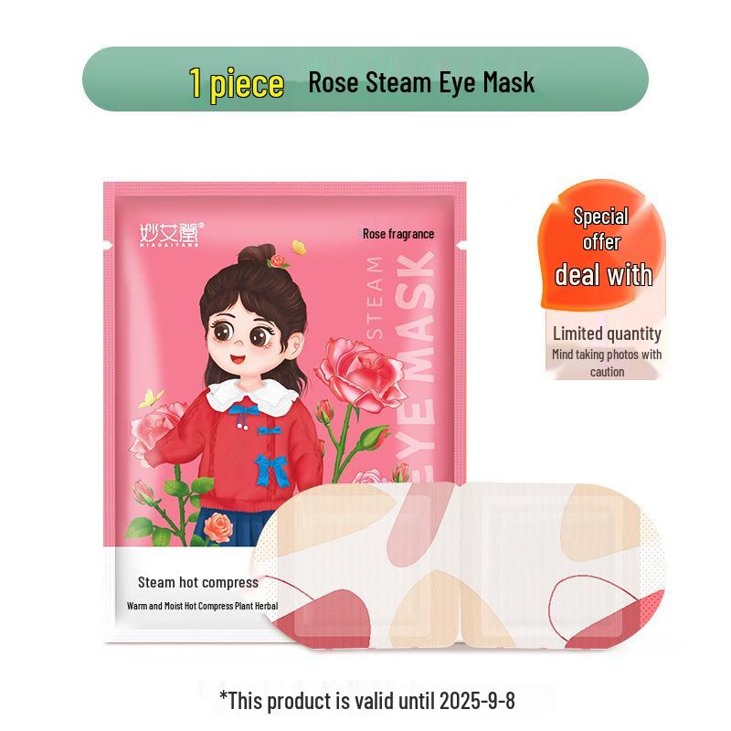 

Mugwort Rose Self-Heating Steam Eye Mask - Blackout Hot Compress for Eye Protection and Sleep